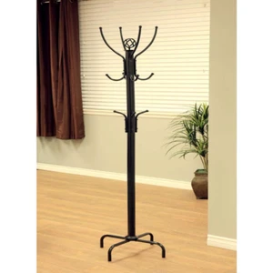 Homecraft Furniture Coat Rack Black Metal Construction 8-Hooks x 73 in. Height - Picture 1 of 12