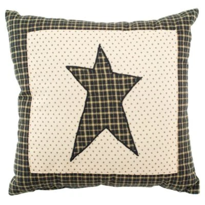 Kettle Grove Cream & Black Patchwork Star Applique Pillow 10" Square - Image 1 of 2