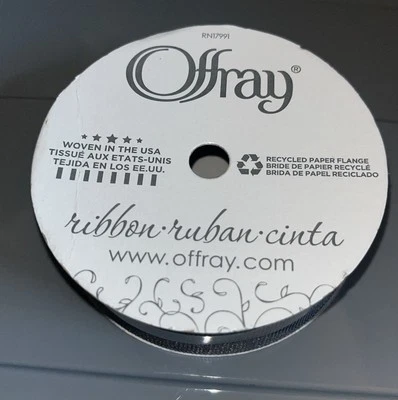 Offray Ribbon, Dark Gray. 7/8in x 18 Ft. New - Image 1 of 2