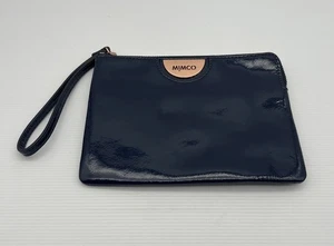 Mimco Clutch With Wrist Strap Dark Blue Patent Leather With Rose Gold Details - Picture 1 of 12