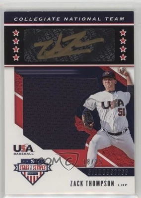 2019 USA Baseball Stars & Stripes Black Gold Jerseys /25 Zack Thompson Auto - Image 1 of 2