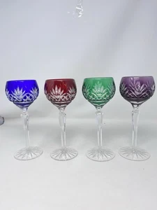 Ajka Caroline Crystal Cut To Clear Wine/Water Glasses 8 3/8” Set Of 4 Inv#23 - Picture 1 of 12