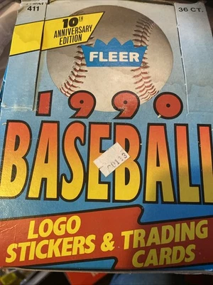 1990 Fleer Baseball Wax Box w/ 36 Factory Sealed Packs - Image 1 of 4