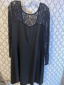 Vestido de mujer 2x/3x negro de encaje manga larga con recorte de espalda baja (18) - Imagen 1 de 2