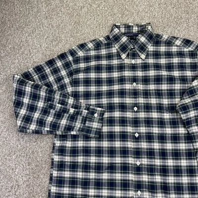 VINTAGE Nautica Button Down Shirt Mens Size Medium Blue Green Plaid Long Sleeve - Image 1 of 4