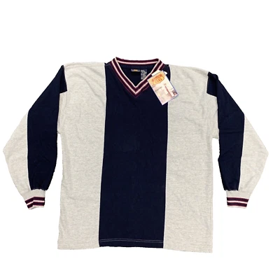 Route 66  V-Neck  Long Sleeve T-SHIRT Blue & Gray Tee  Color Block  Men's M  NWT - Image 1 of 4