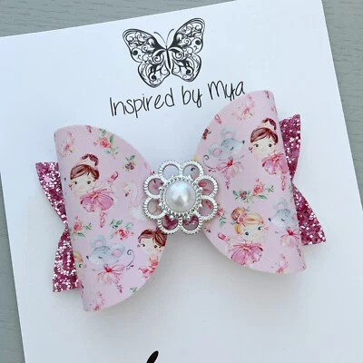 Hair Clip Girls Bow Hair Accessories Large Faux Leather Glitter - image 1 of 4