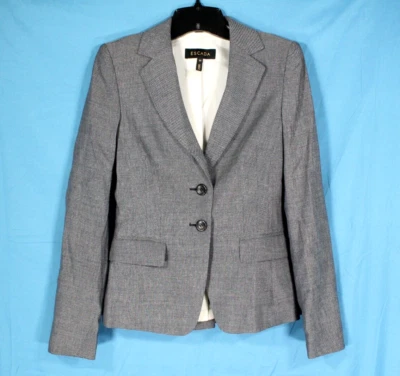 ESCADA Forrado MEZCLA DE LANA VIRGEN Azul Marino MICRODOT 2 Botones BLAZER/CHAQUETA 34/4 Foto 1 de 4