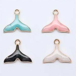 50 pcs KC Gold Color Alloy Enamel Dolphin tail Charms 17x16MM DIY Jewelry Making - Picture 1 of 10