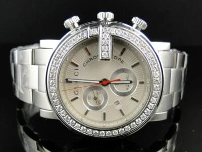 Mens Gucci 101 G-Chrono 44MM White Dial Diamond Watch YA101339 3.5 Ct - Image 1 of 4
