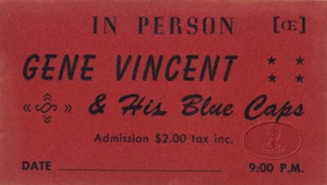 GENE VINCENT 1958 TOUR UNUSED CONCERT TICKET - Picture 1 of 1