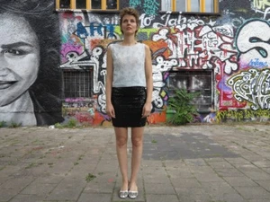 Pearls Top Blouse White Light Blue Pearls 60s TRUE VINTAGE Women's Top White - Picture 1 of 7