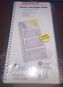 Office Depot CARBONLESS PHONE MESSAGE BOOK 11"X5 1/2" 400 SETS 2 Books #2 - Picture 1 of 4