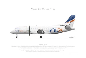 Impresión de perfil SAAB 340B VH-NRX REX 2020 - A3+ - Imagen 1 de 4