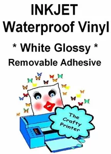 Adesivo decalcomania vinile INKJET impermeabile RIMOVIBILE - 2 fogli BIANCO LUCIDO - Foto 1 di 1