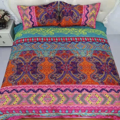 Ethnic Bohemian Bedding Set Soft Duvet Cover Bed Sheets Set Twin Full Queen King — 第 1/4 张图片