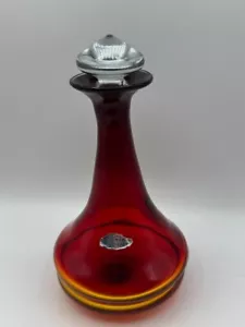 Blenko Glass Tangerine #788S Decanter w/Label Don Shephard 2 Years Only Glows - Picture 1 of 23