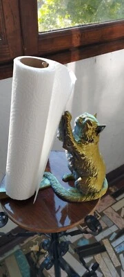 3D printed paper towel holder stand cat with bird - Image 1 of 3