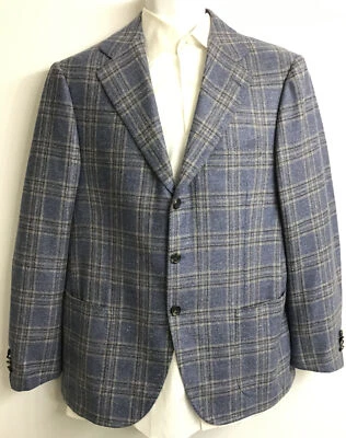 Men Cesare Attolini Custom Sport Jacket/Gray Plaid Cashmere &silk Size 44 - Image 1 of 4