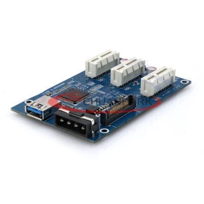 One PCI-e Express 1X to 3 Port 1X Switch Multiplier HUB Riser Card+USB Cable - Image 1 of 3