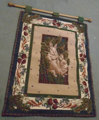 Tapiz de pared vintage conejos con verduras y bayas para colgar en la pared conejos G Foto 1 de 4