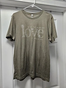 Women's Religous Catholic T-Shirt St. Therese of Lisieux Olive Green Size L (L7) - Picture 1 of 3