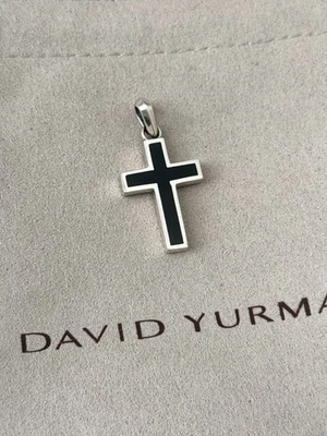 Colgante Cruz David Yurman Para Hombre Plata Esterlina .925 Piedra Exótica Ónix Negro Foto 1 de 4