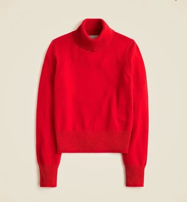 Suéter feminino J Crew cashmere gola alta encolhido pequeno vermelho feriado preppy novo com etiquetas - Imagem 1 de 4