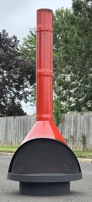 TEMCO Cone Mid Century Modern RED Wood Burning Fireplace - Image 1 of 4