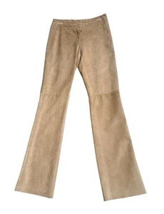 KENNETH COLE NEW YORK Womens Size 2 Beige Lined Suede Leather Pants 33" Inseam - Picture 1 of 5