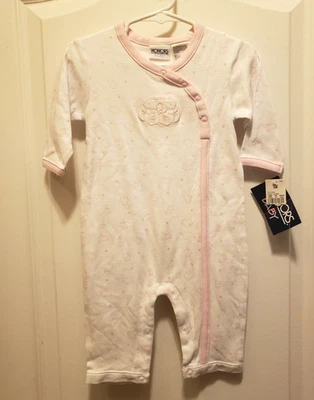 Macacão de manga comprida vintage Honors bebê rosa branco 1 peça urso tamanho 3/6M novo com etiquetas - Imagem 1 de 4