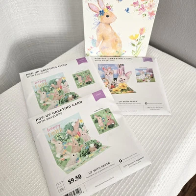 Pop Up Easter Greeting Cards Stand Up Cards Bunnies Kittens Spring Holiday - Image 1 of 4