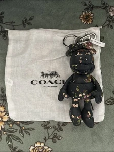 RARE NEW COACH X MINNIE MOUSE LEATHER NAVY BLUE/FLOWERS 6" KEY/FOB CHAIN - Picture 1 of 18