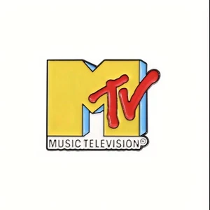 MTV Musik Fernsehen Pin Anstecker Brosche bunt rektro gelb, rot & blau - Bild 1 von 4