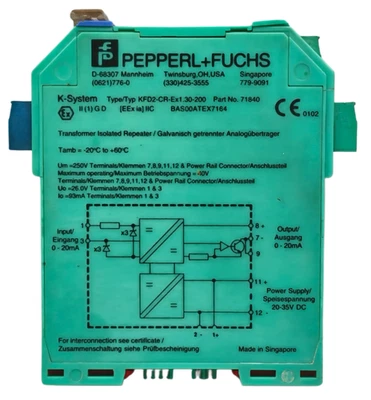 Pepperl + Fuchs 71840 KFD2-CR-Ex1.30-200 Transformer Isolated Repeater - image 1 of 4