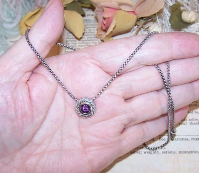 Collar Colgante Galleta Amatista Oro 14K Plata Esterlina 16" DAVID YURMAN Foto 1 de 4