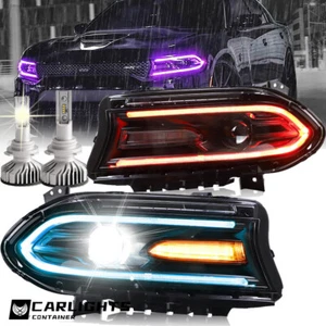 For 2015-2023 Dodge Charger RGB Headlights Color Change DRL Lamps+LED Bulbs Kits - Picture 1 of 14