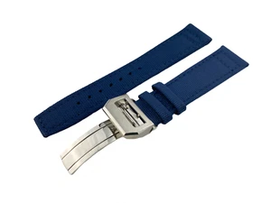 Blue Navy Canvas/Leather Strap/Band Buckle fit IWC Pilot Watches 20mm 21mm 22mm - Picture 1 of 29