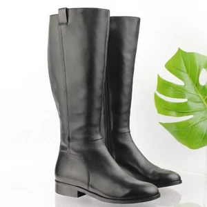 Cole Haan Womens Katrina Riding Boot Size 9 Tall Black Leather Low Heel Classics - Picture 1 of 18