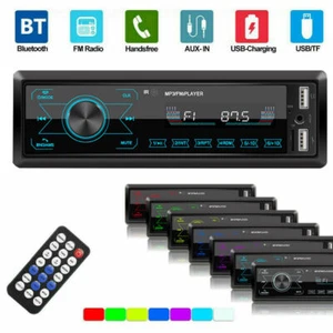 Single 1 DIN Car Stereo Radio Bluetooth MP3 Player In-Dash FM USB TF Head Unit - Picture 1 of 12