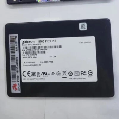 960GB SSD MICRON SATA 6Gb MTFDDAK960TCB-1AR1ZABYY 5100 PRO F/W:D0MU045 960 GB - Image 1 of 4