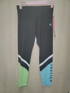 Girls Justice Fun Colorblock Logo Seamless Stetch Leggings Size Large (12-14)  - Picture 1 of 9