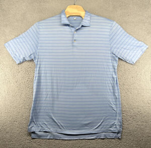 VTG Peter Millar Blue Striped Cotton Polo Shirt Men’s Sz  2XL