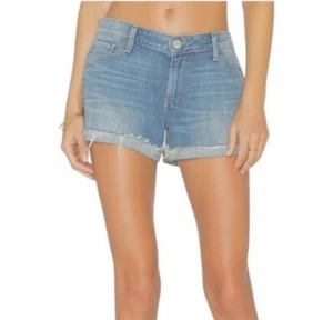 $159 PAIGE Jimmy Jimmy Denim Shorts Womens 32x3 Stretch Raw Hem Mid-rise - Picture 1 of 15