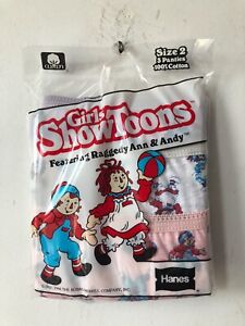 vintage hanes girls showtoons raggedy ann andy panties underwear size 2 NOS 1984