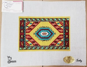 Whimsy & Grace Hand Painted Needlepoint Canvas BURGUNDY GOLD TURQUOISE 11x14 - Picture 1 of 7
