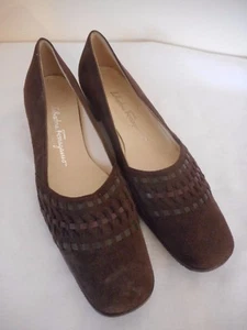 Salvatore Ferragamo Boutique Brown Suede Pumps Womens Sz 7.5 3 A (N+) 1" heel - Picture 1 of 9