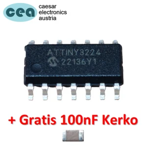 ATtiny3224-SSU ATtiny 32KB 20MHz SOIC-14 85°C [1~100 Stück/piece] - Imagen 1 de 4
