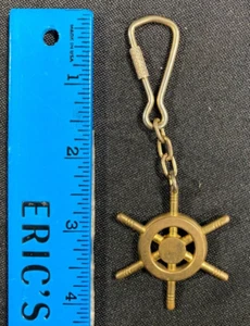 Vintage Solid Brass/Bronze Nautical Boat Ship Wheel Keychain (NH) 11923 - Picture 1 of 1