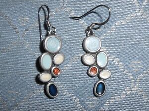 Danforth Pewter Lindy / Sky Blue Earrings, Surgical Steel French Wire Wires